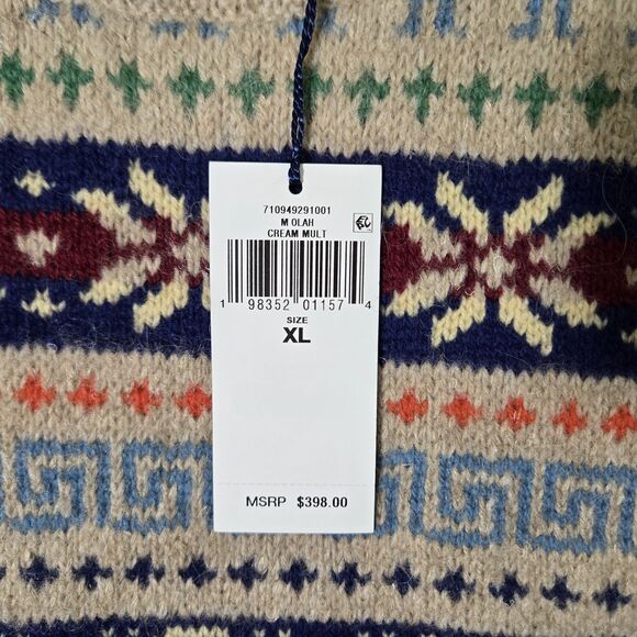 $398 Polo Ralph Lauren Fair Isle Wool Alpaca Linen Cotton Sweater Mens XL - Picture 3 of 5